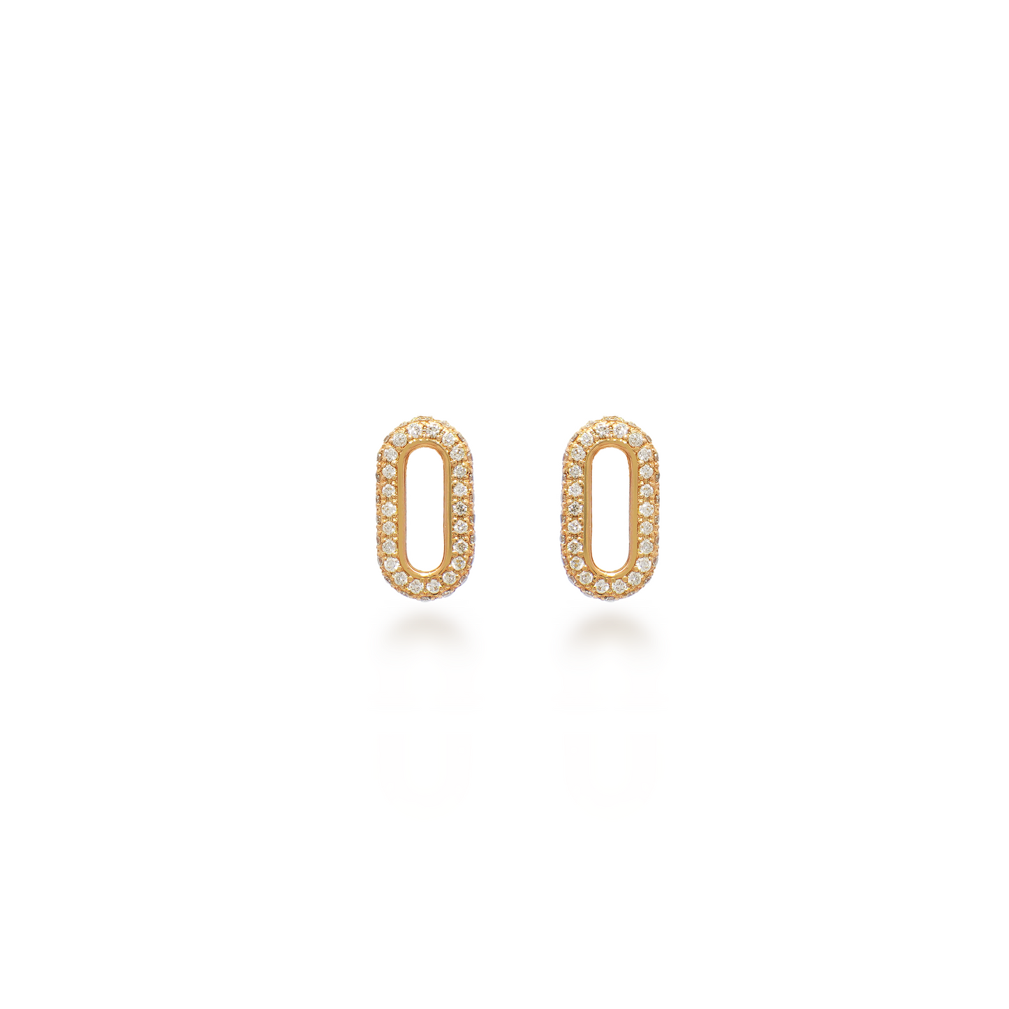 Round Diamond Oblong Stud Earrings