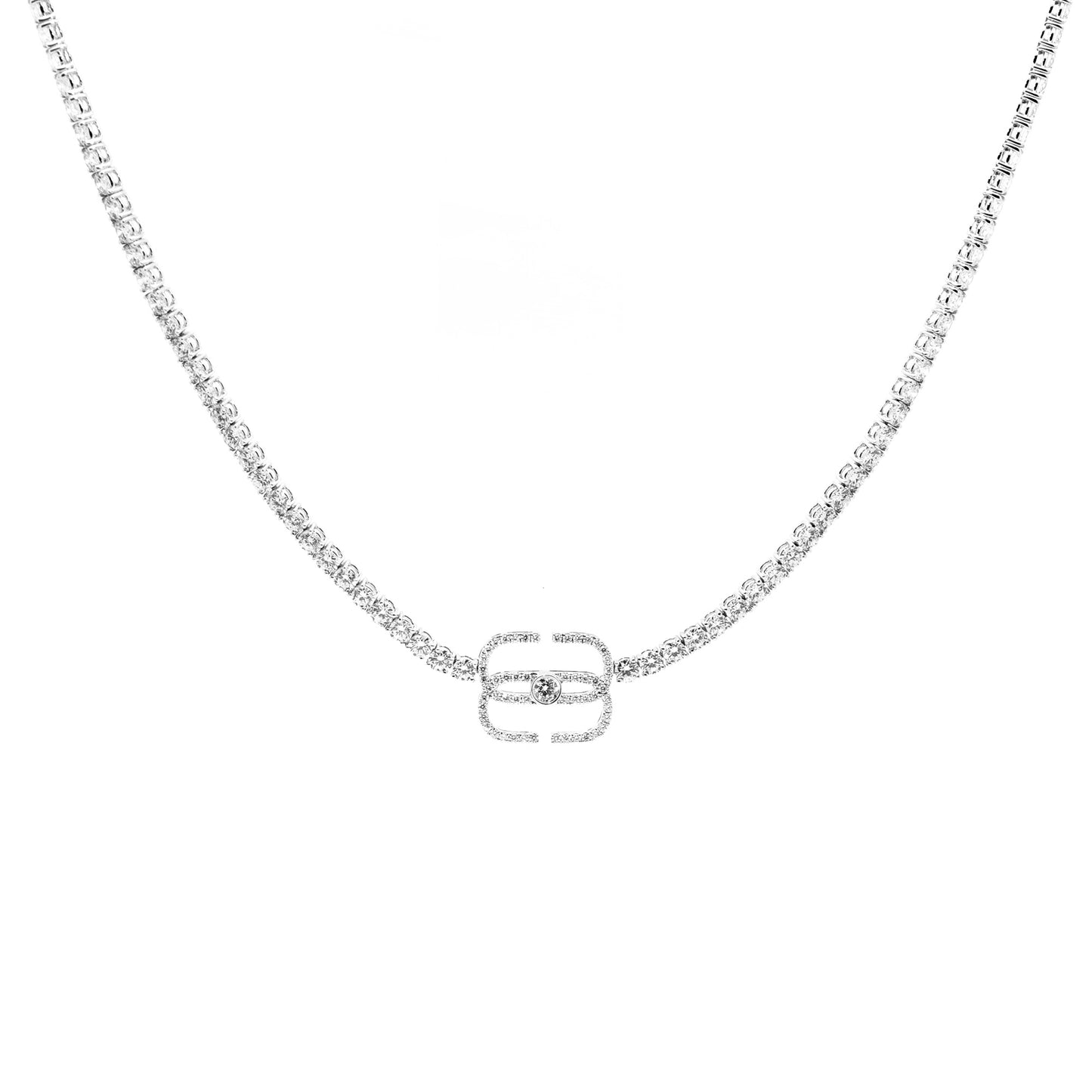 EIRIN Maximalist Logo Necklace in White Gold