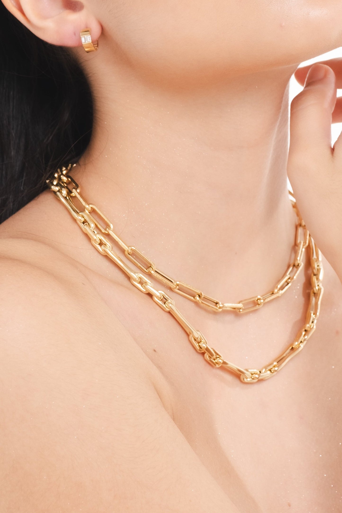 Long Paperclip Necklace in Yellow Gold