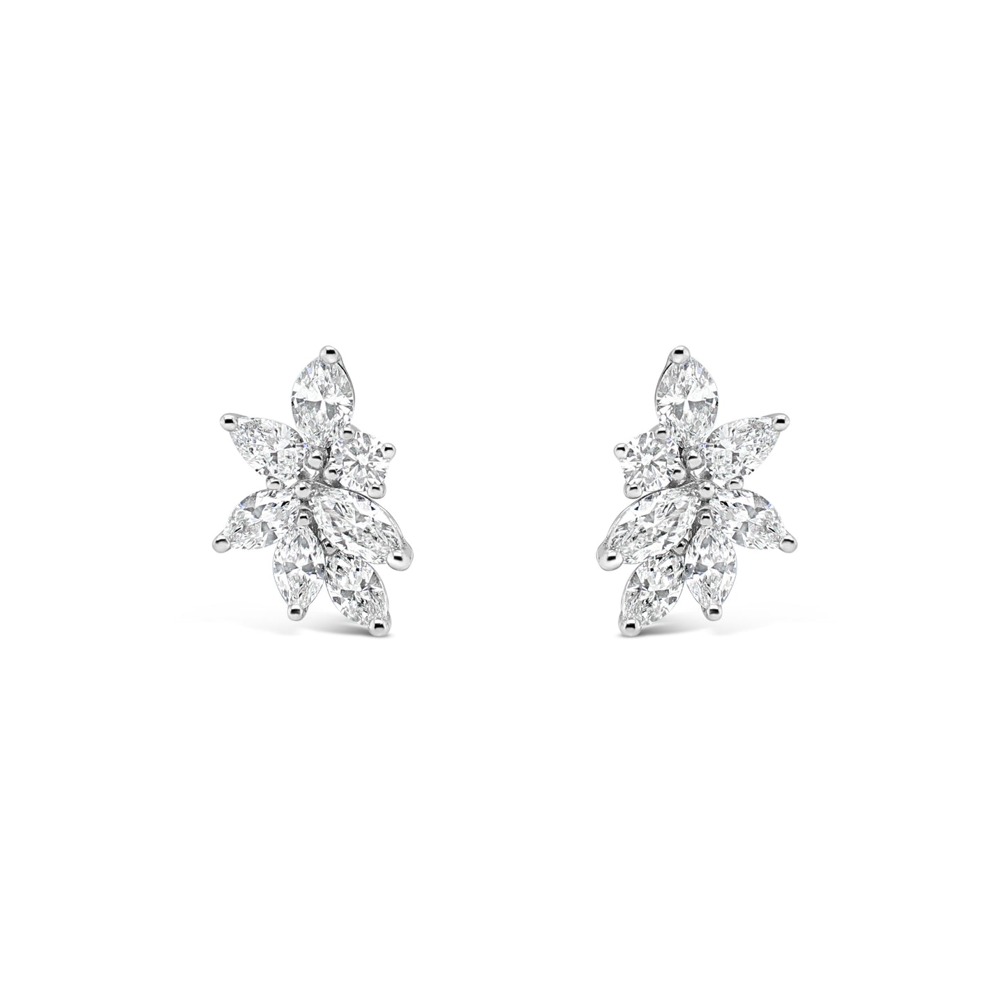 Small Floral Cluster Diamond Earrings