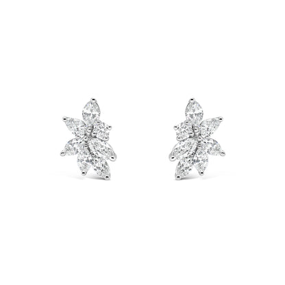 Small Floral Cluster Diamond Earrings