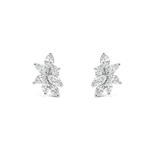 Small Floral Cluster Diamond Earrings