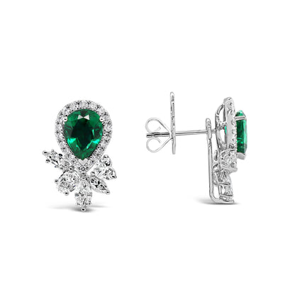 Emerald with Diamond Stud Earrings