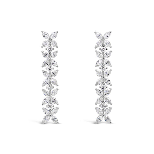 Floral Diamond Drop Earrings