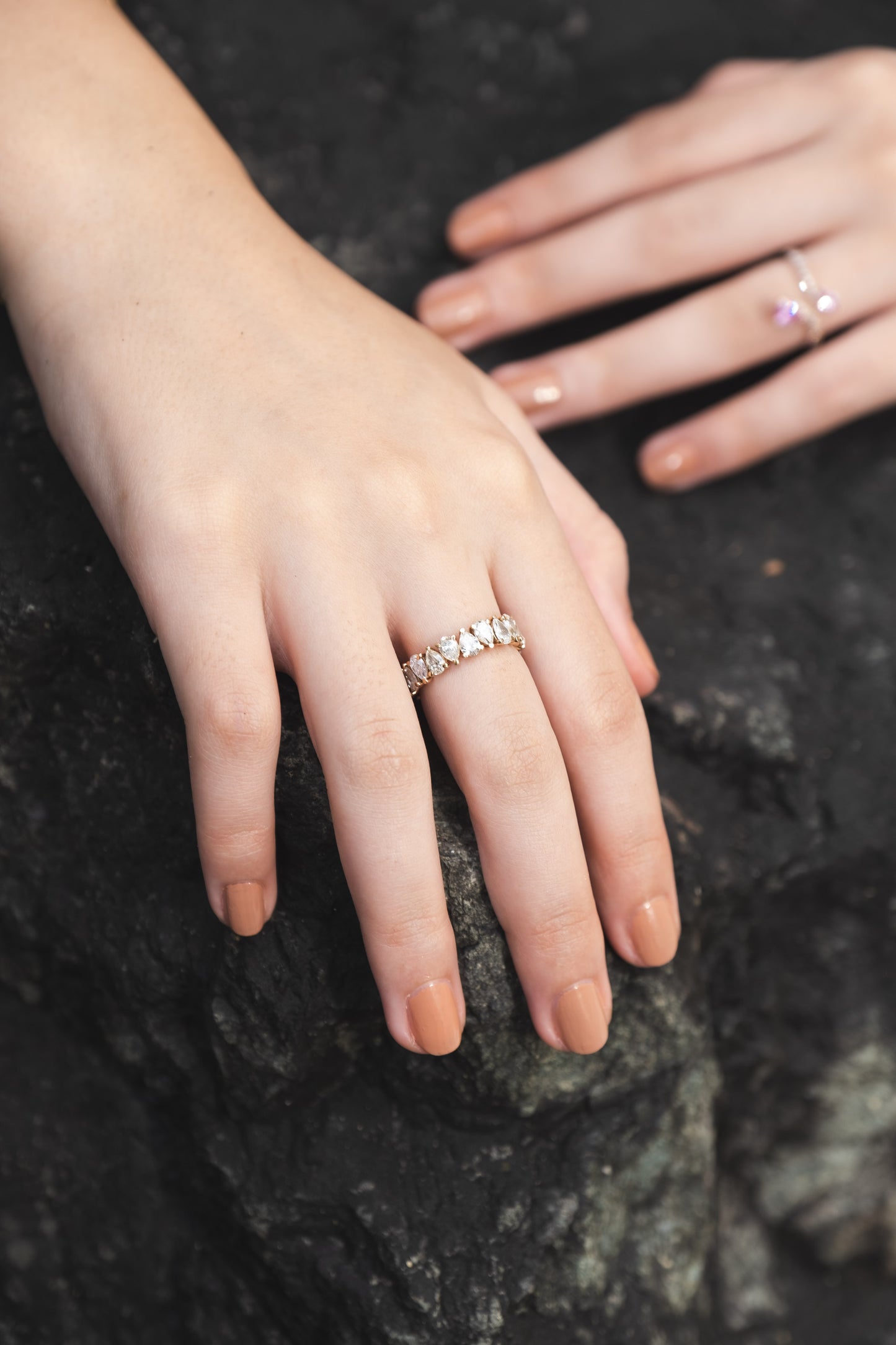 Teardrop Diamond Eternity Band in Rose Gold