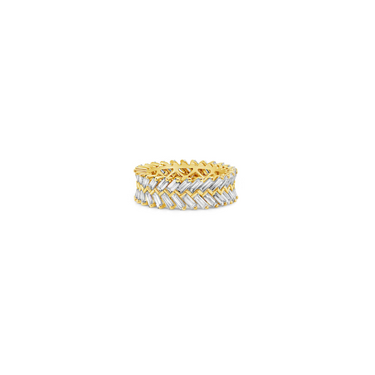 Lab-grown Herringbone Baguette Diamond Ring