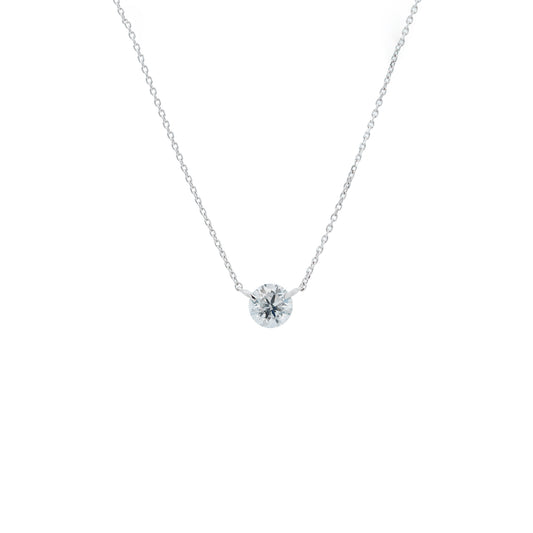 Solitaire Diamond with White Gold Chain Necklace