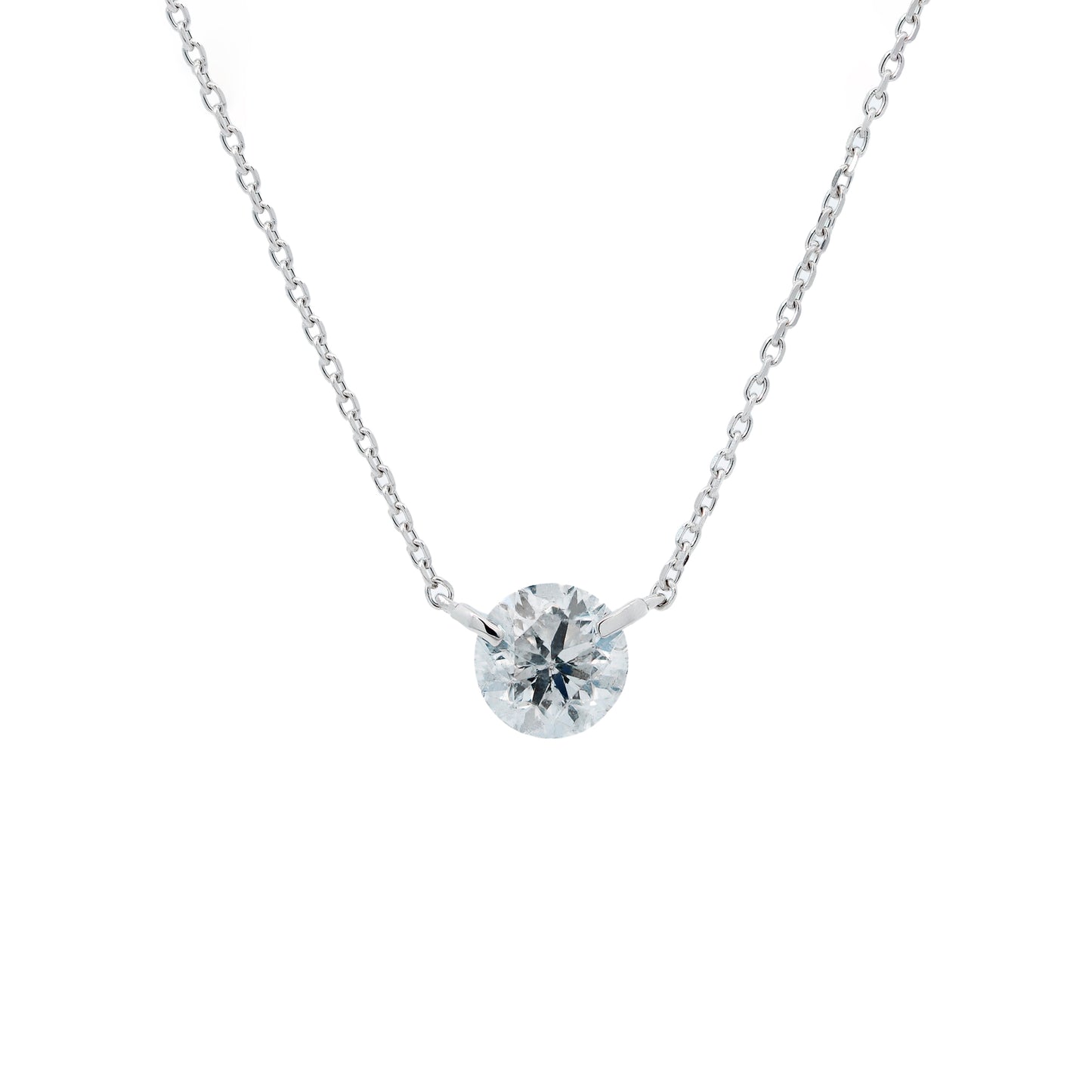 Solitaire Diamond with White Gold Chain Necklace