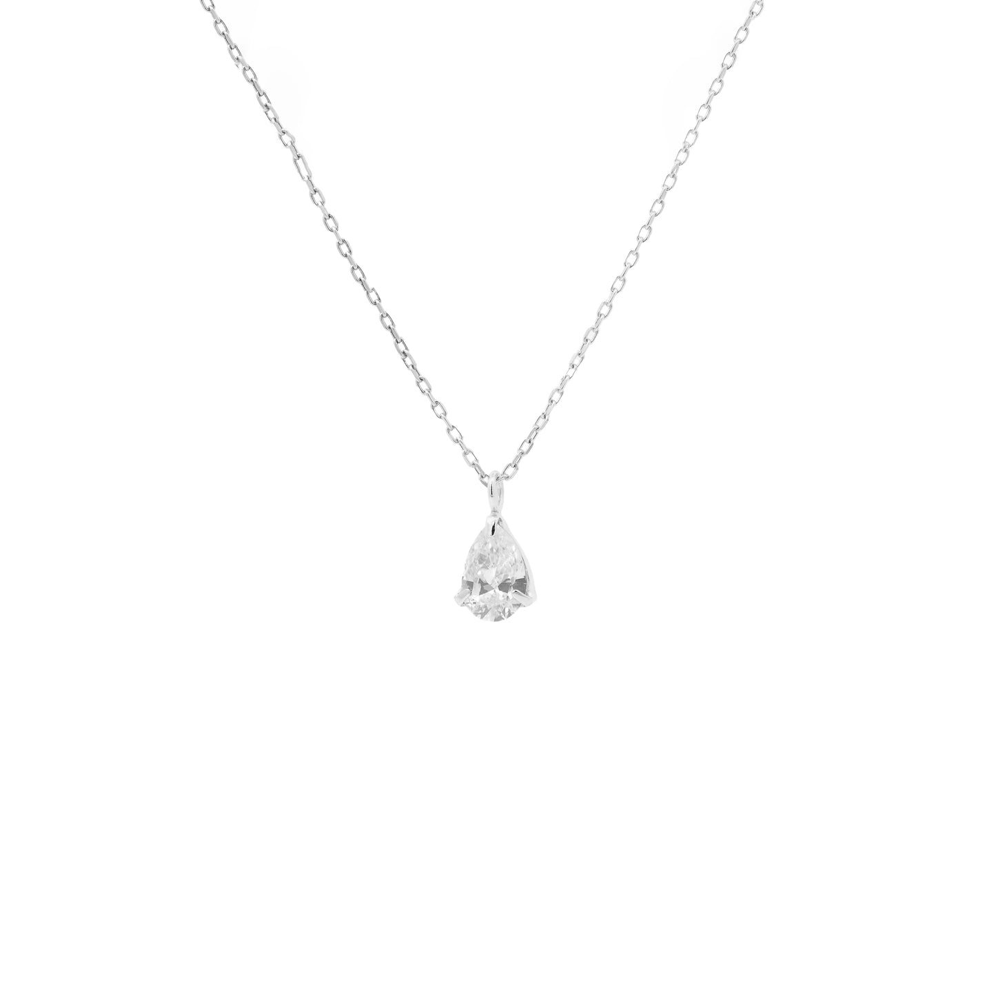 Solitaire Pear Diamond Chain Necklace