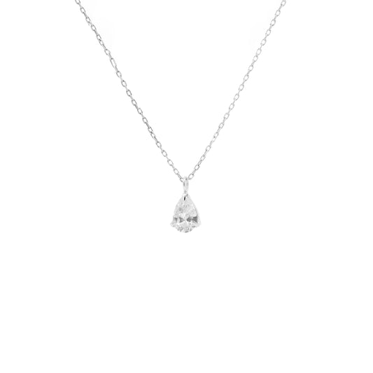 Solitaire Pear Diamond Chain Necklace