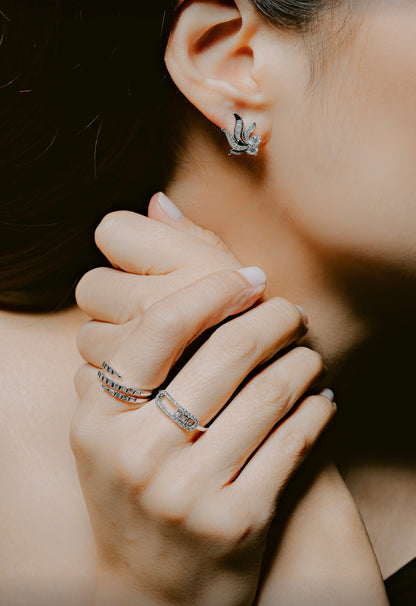 Trio Baguette Pave Ring