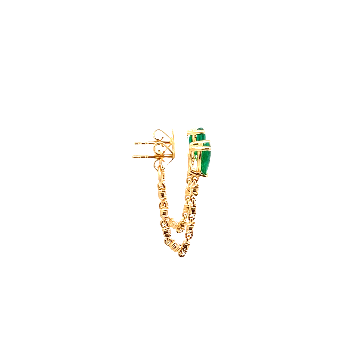 Emerald and Diamond Chain Drop Earrings