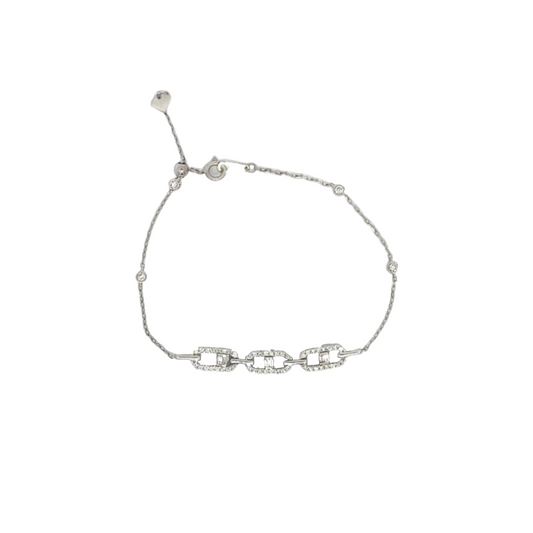 Round and Baguette Diamond Chain Bracelet