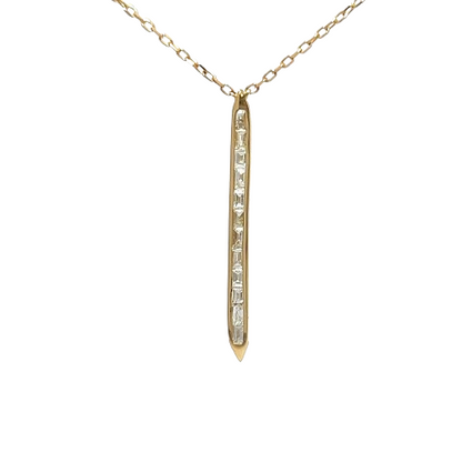 Baguette Bar Chain Necklace in Yellow Gold