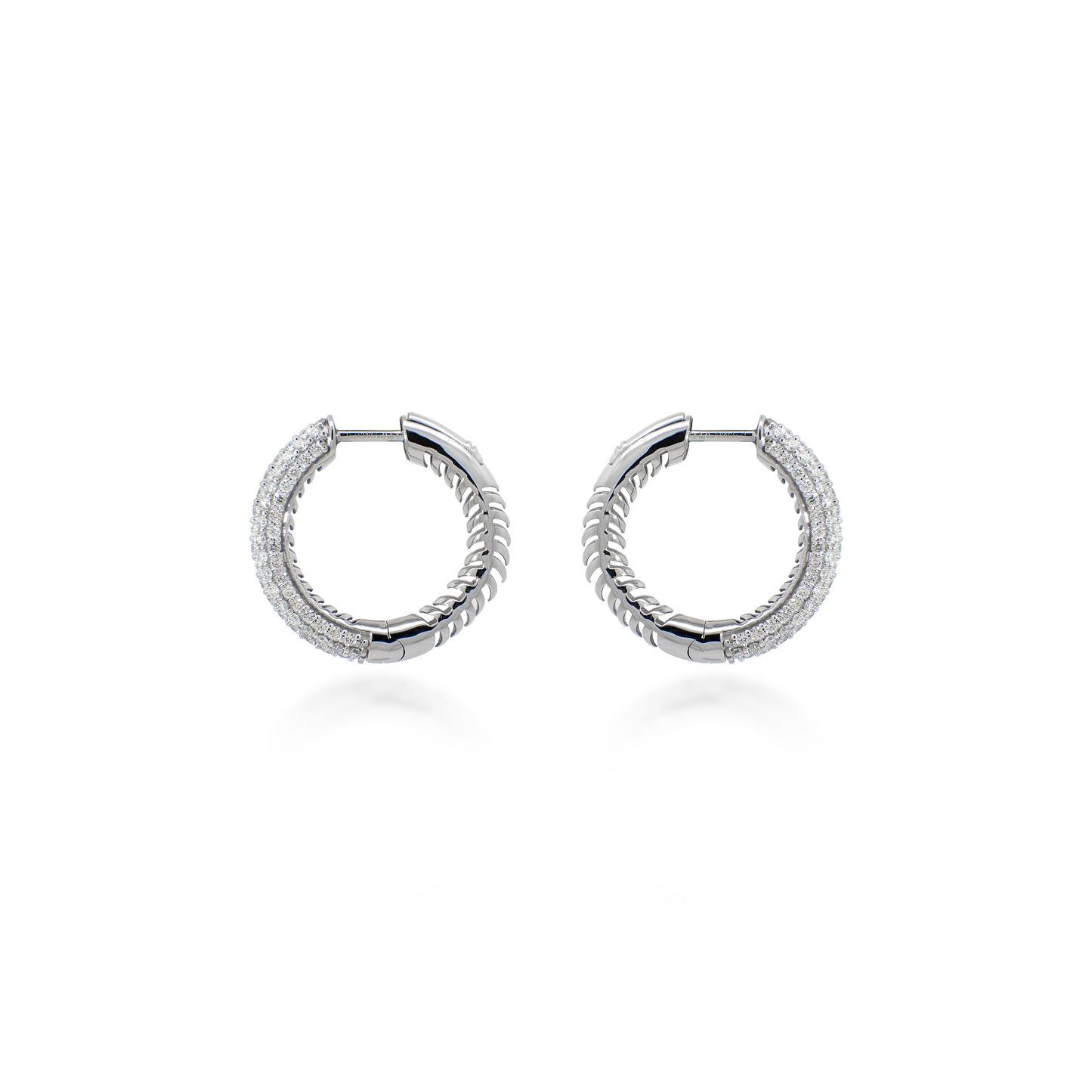 Round Diamond Huggies in White Gold