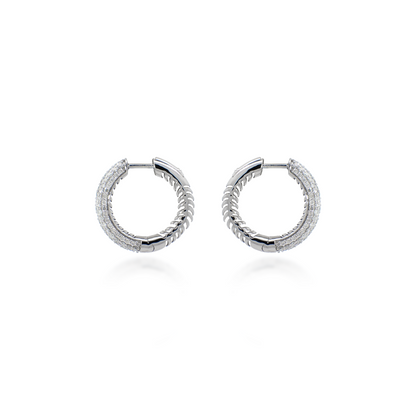 Round Diamond Huggies in White Gold