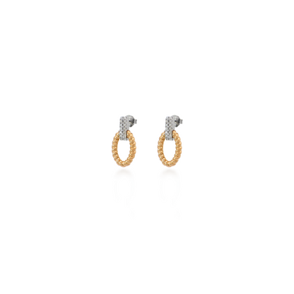 Two-Tone Textured Fancy Diamond Knocker Earrings