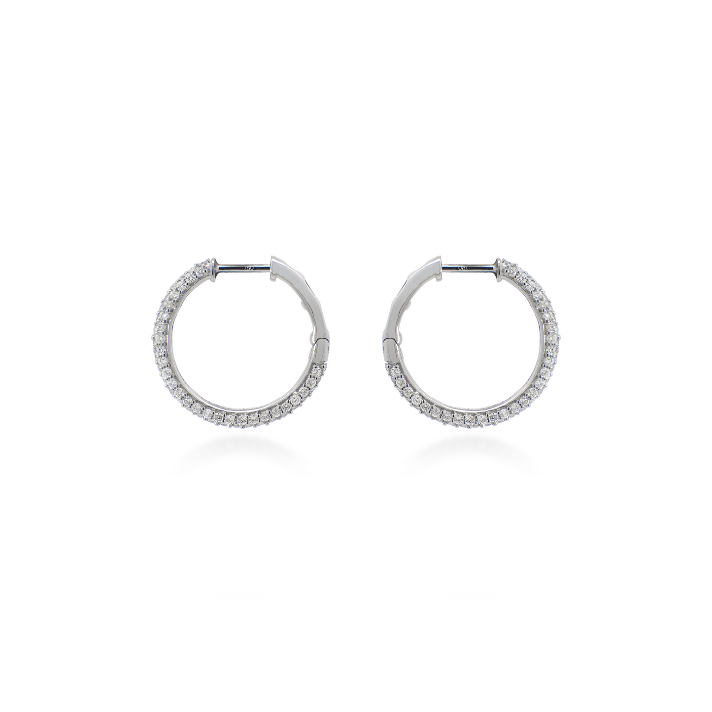 Classic Round Diamond Mini Hoops in White Gold