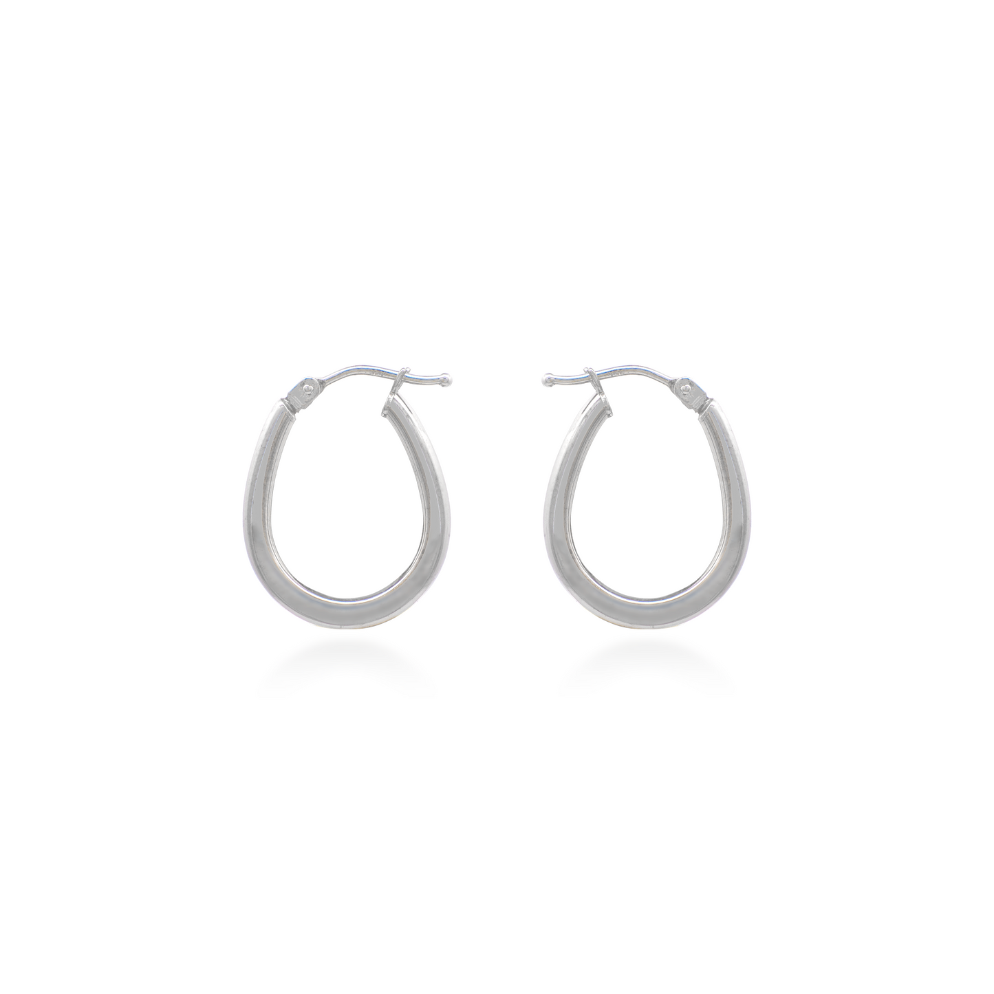 White Gold Industrial Oblong Hoops