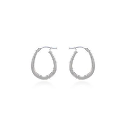 White Gold Industrial Oblong Hoops