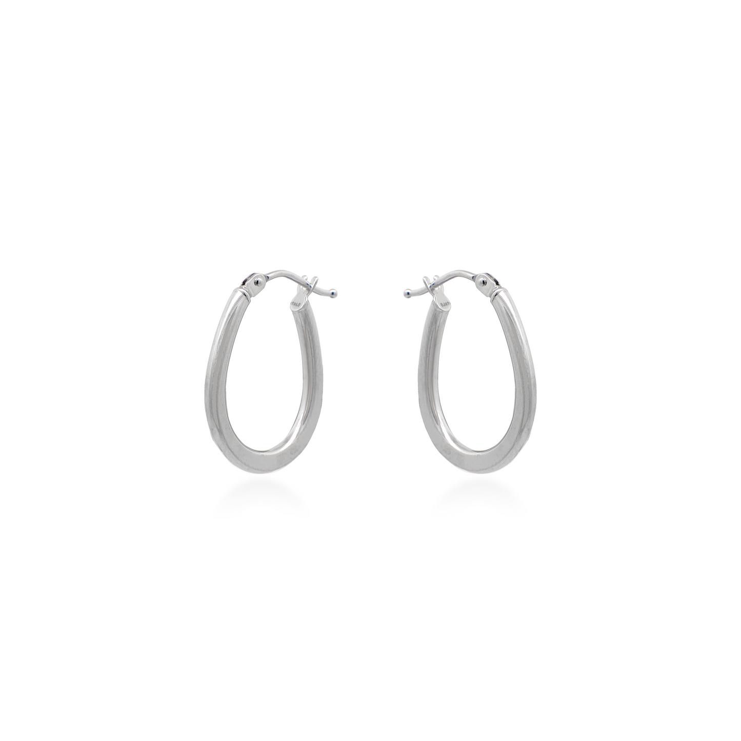 White Gold Industrial Oblong Hoops