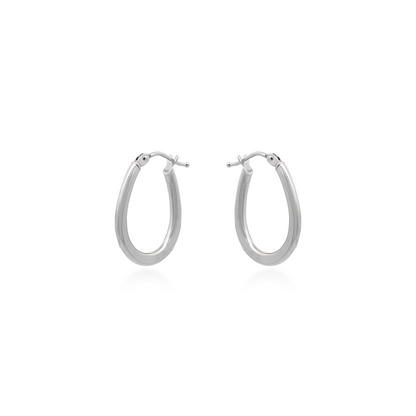 White Gold Industrial Oblong Hoops