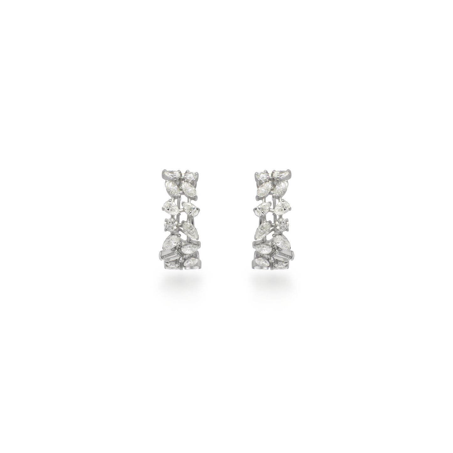 Multi Diamond Huggies in White Gold