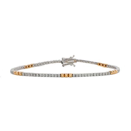 Round Diamonds and Two-Tone Gold Bracelet