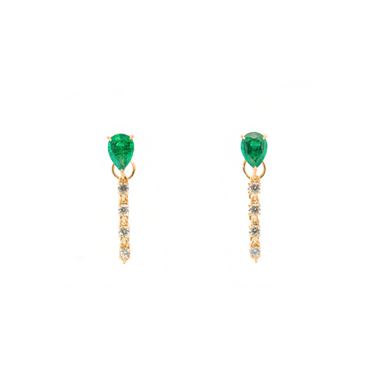 Emerald and Diamond Chain Drop Earrings