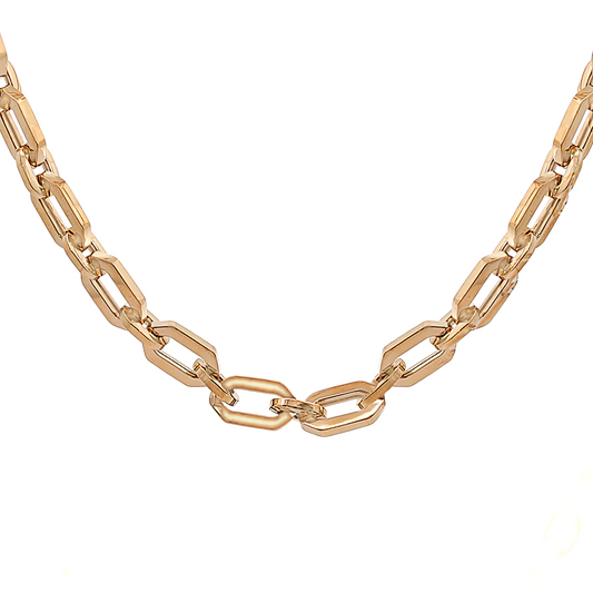 Chunky Squared Chain Necklace in Yellow Gold