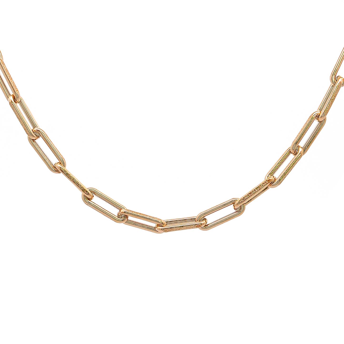 Long Paperclip Necklace in Yellow Gold