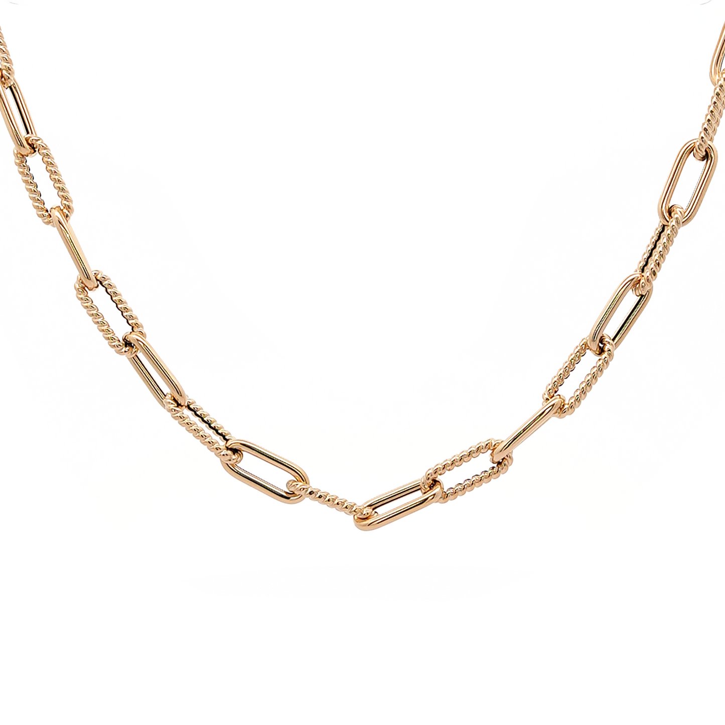 Textured Multi-Link Chain Necklace in Yellow Gold