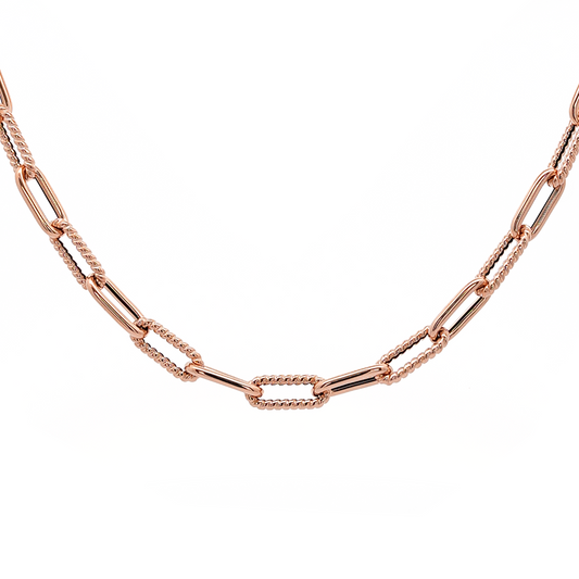 Textured Multi-Link Chain Necklace in Rose Gold