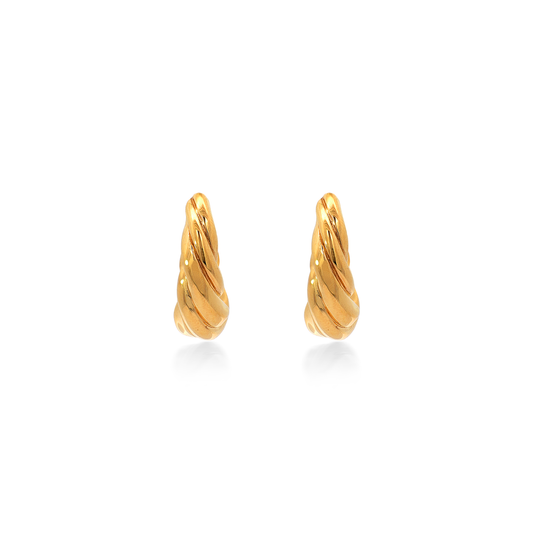 Chunky Yellow Gold Twisted Hoop Earrings