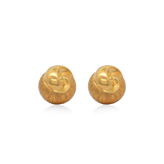 Chunky Yellow Gold Swirl Stud Earrings