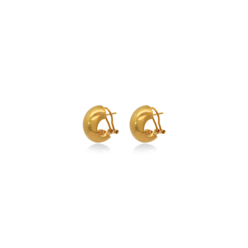 Chunky Yellow Gold Half Dome Earrings