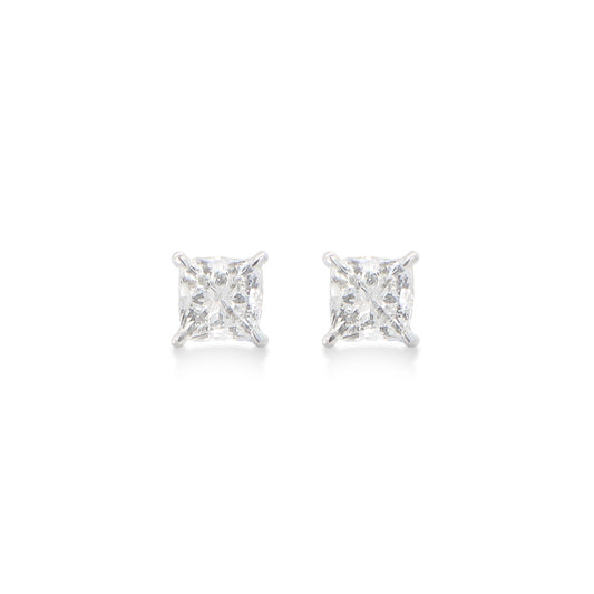 Lab-grown Princess Cut Stud Earrings