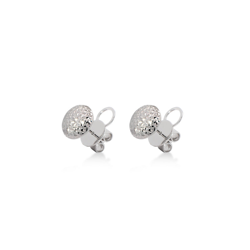 Chunky White Gold Textured Large Stud Earrings