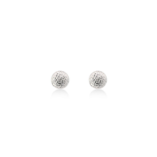 Chunky White Gold Textured Large Stud Earrings