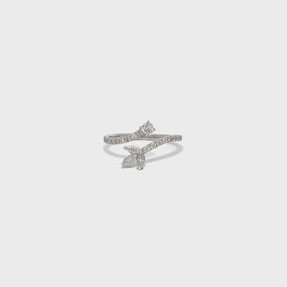 Floral Pave Diamond Coil Ring