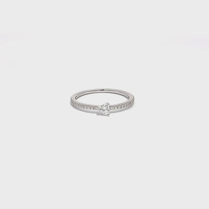 Heart Pave Half Eternity Ring